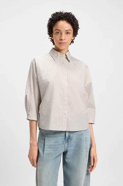 Relaxed-fit blouse striped cotton poplin
