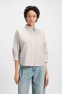 Relaxed-fit blouse striped cotton poplin