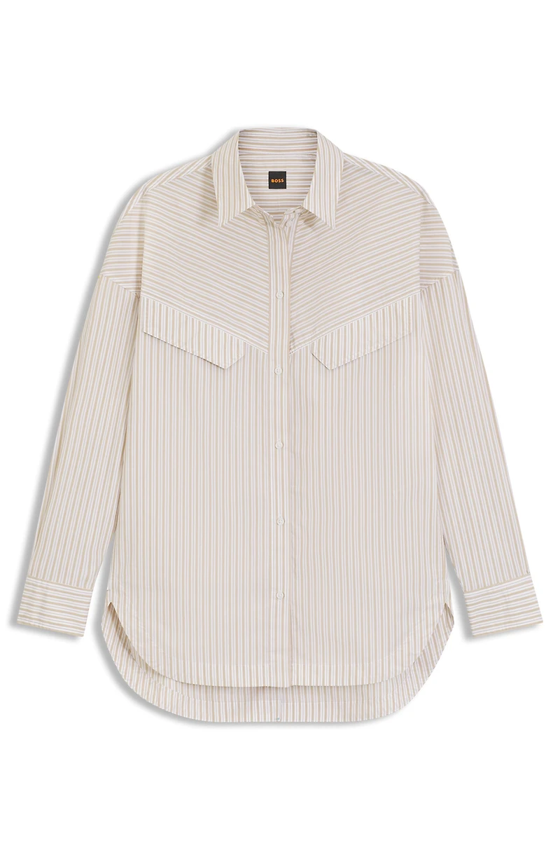 Oversize-fit blouse striped cotton