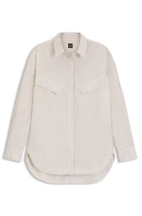 Oversize-fit blouse striped cotton