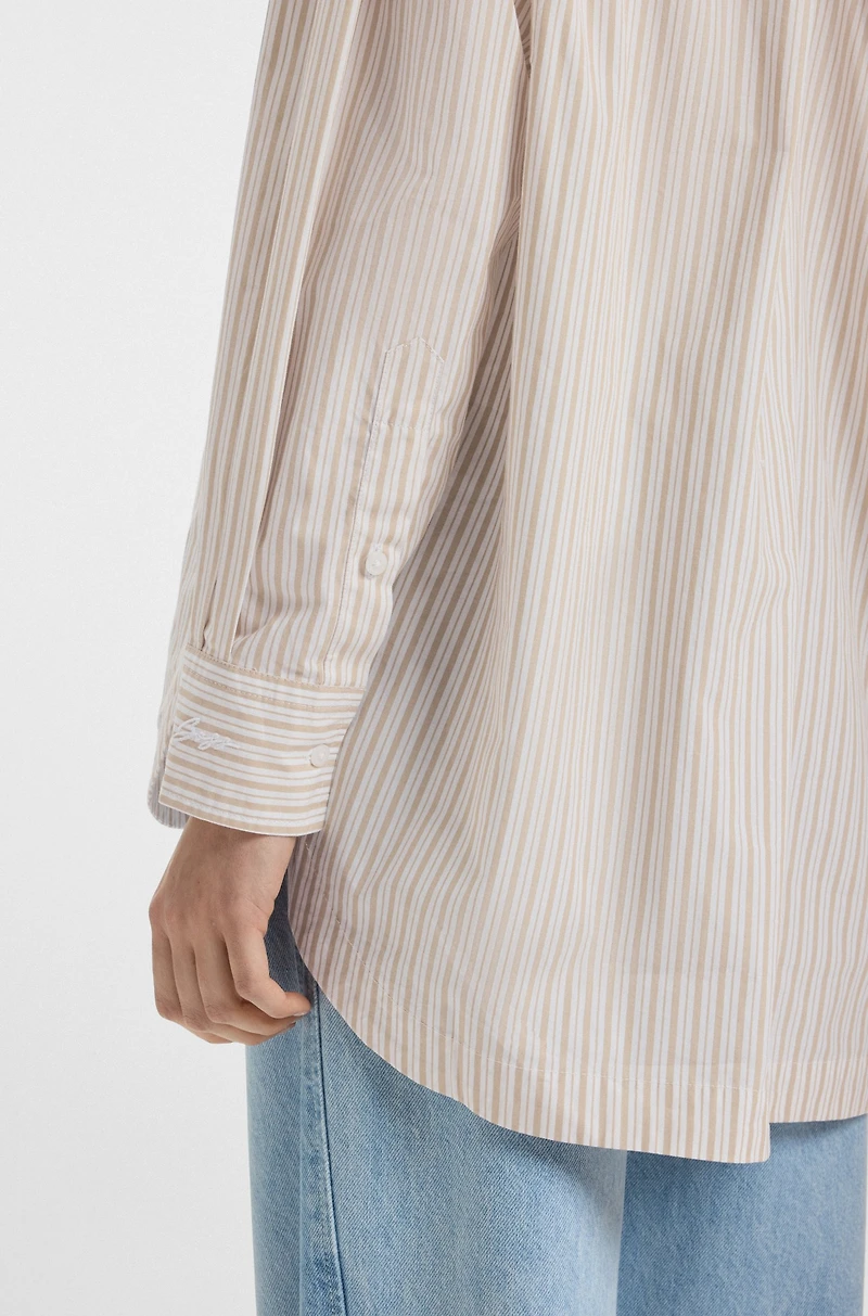Oversize-fit blouse striped cotton