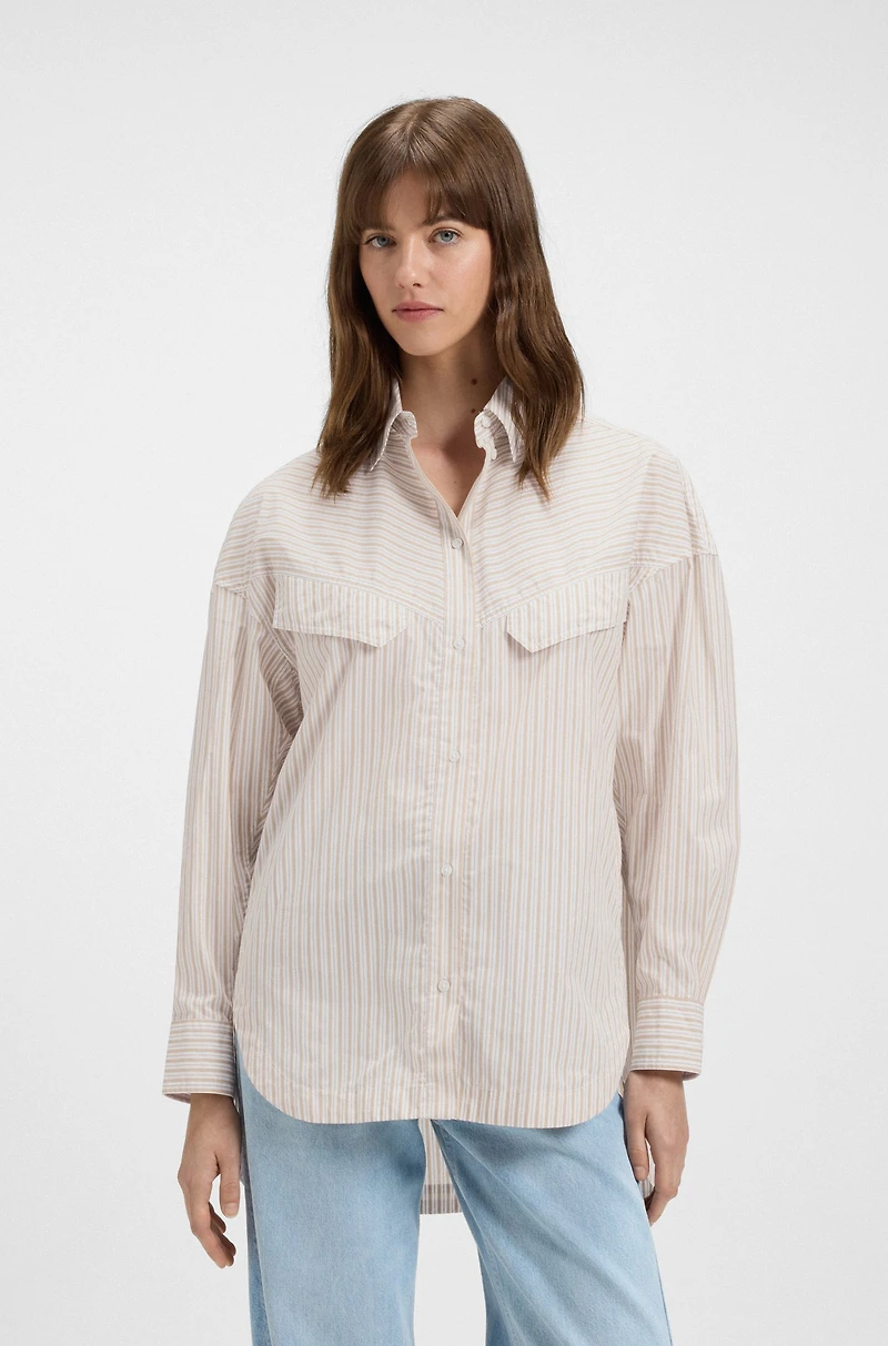 Oversize-fit blouse striped cotton