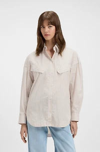 Oversize-fit blouse striped cotton