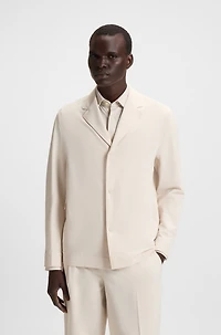 Packable relaxed-fit overshirt performance-stretch fabric