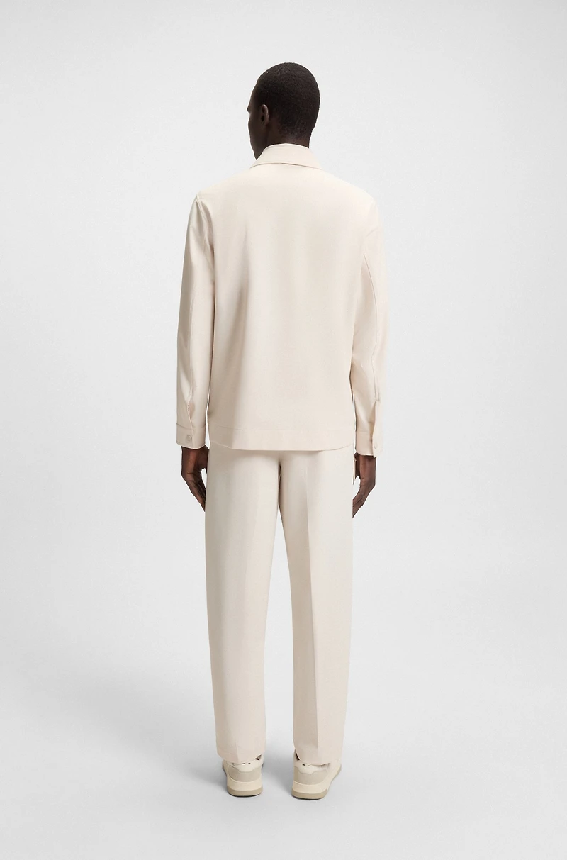 Packable relaxed-fit overshirt performance-stretch fabric