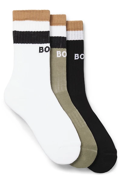 Three-pack of short-length socks with signature stripes