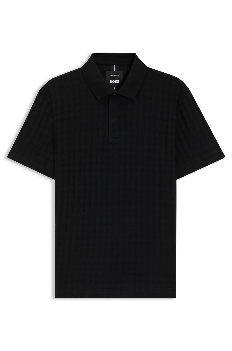 Porsche x BOSS polo shirt houndstooth-jacquard mercerized cotton