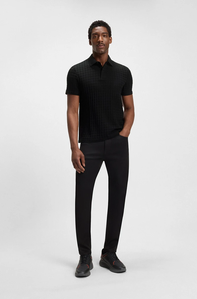 Porsche x BOSS polo shirt houndstooth-jacquard mercerized cotton