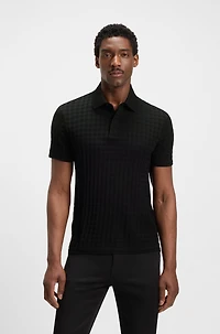Porsche x BOSS polo shirt houndstooth-jacquard mercerized cotton