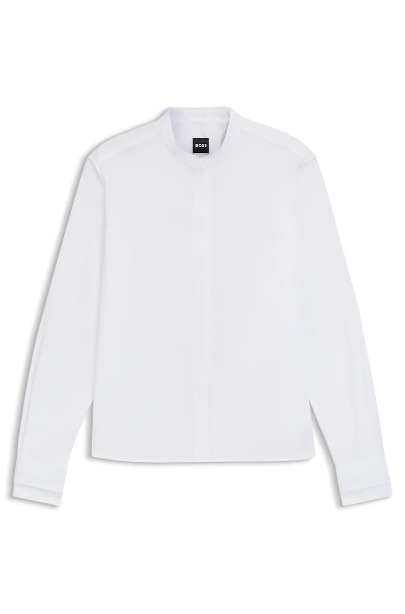 Regular-fit blouse cotton poplin with concealed placket