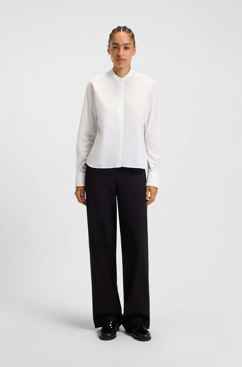 Regular-fit blouse cotton poplin with concealed placket