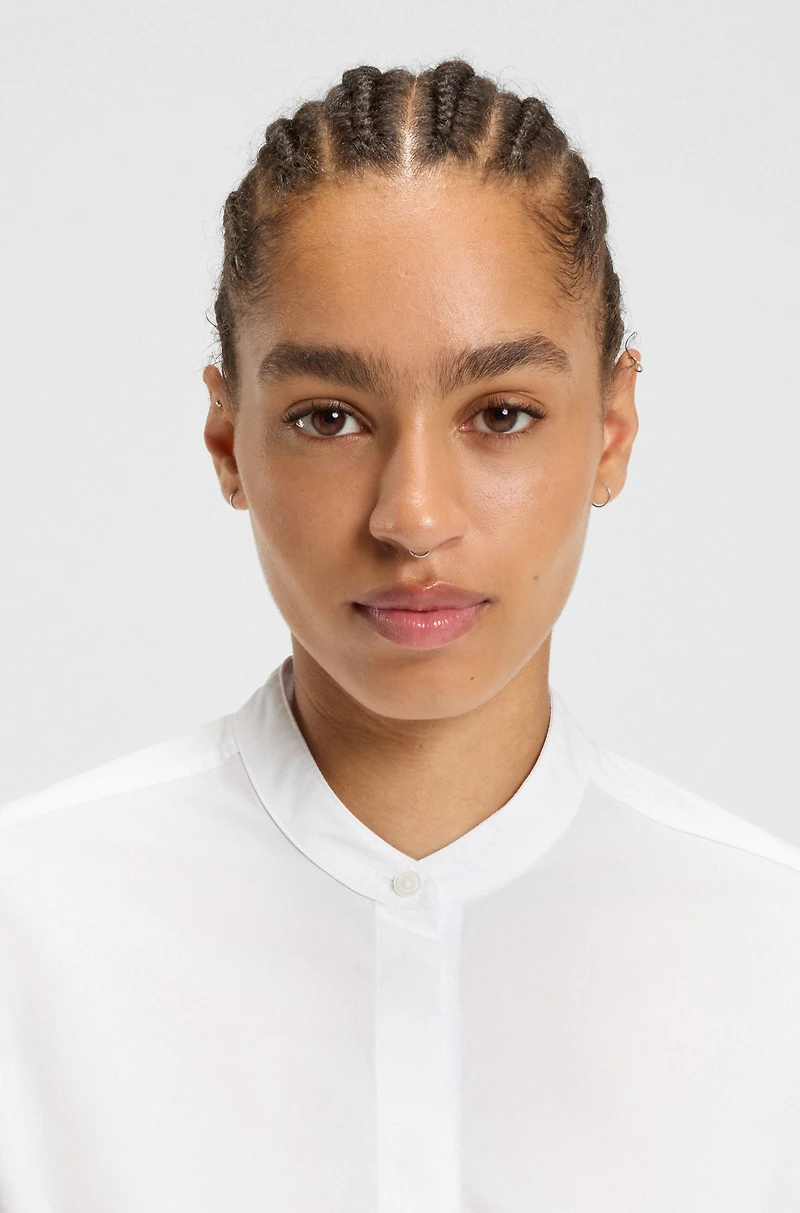 Regular-fit blouse cotton poplin with concealed placket