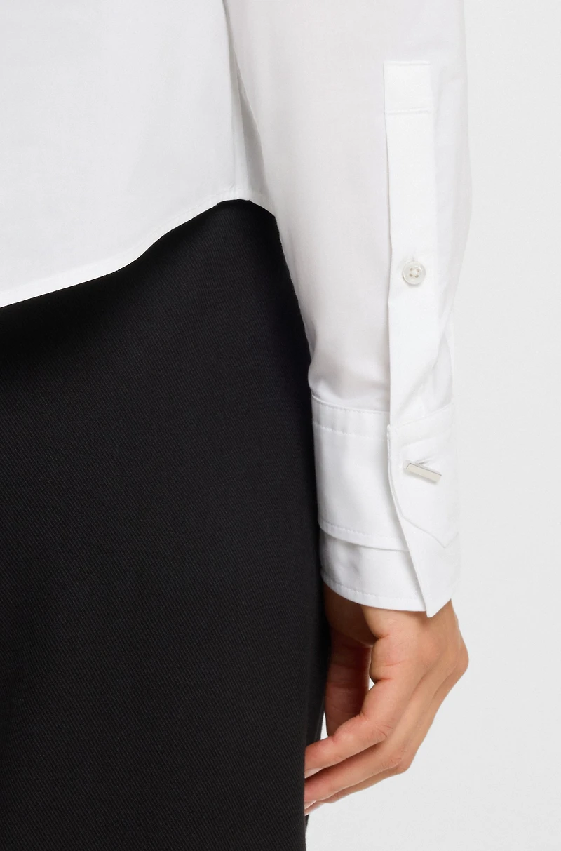 Regular-fit blouse cotton poplin with concealed placket