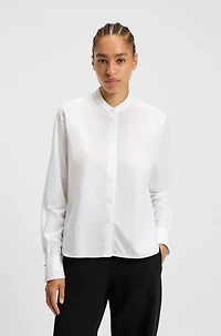 Regular-fit blouse cotton poplin with concealed placket