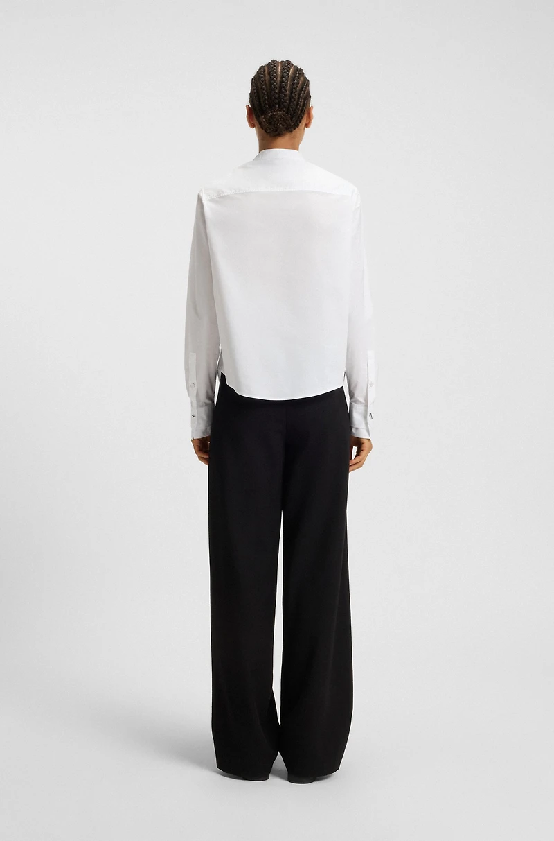 Regular-fit blouse cotton poplin with concealed placket