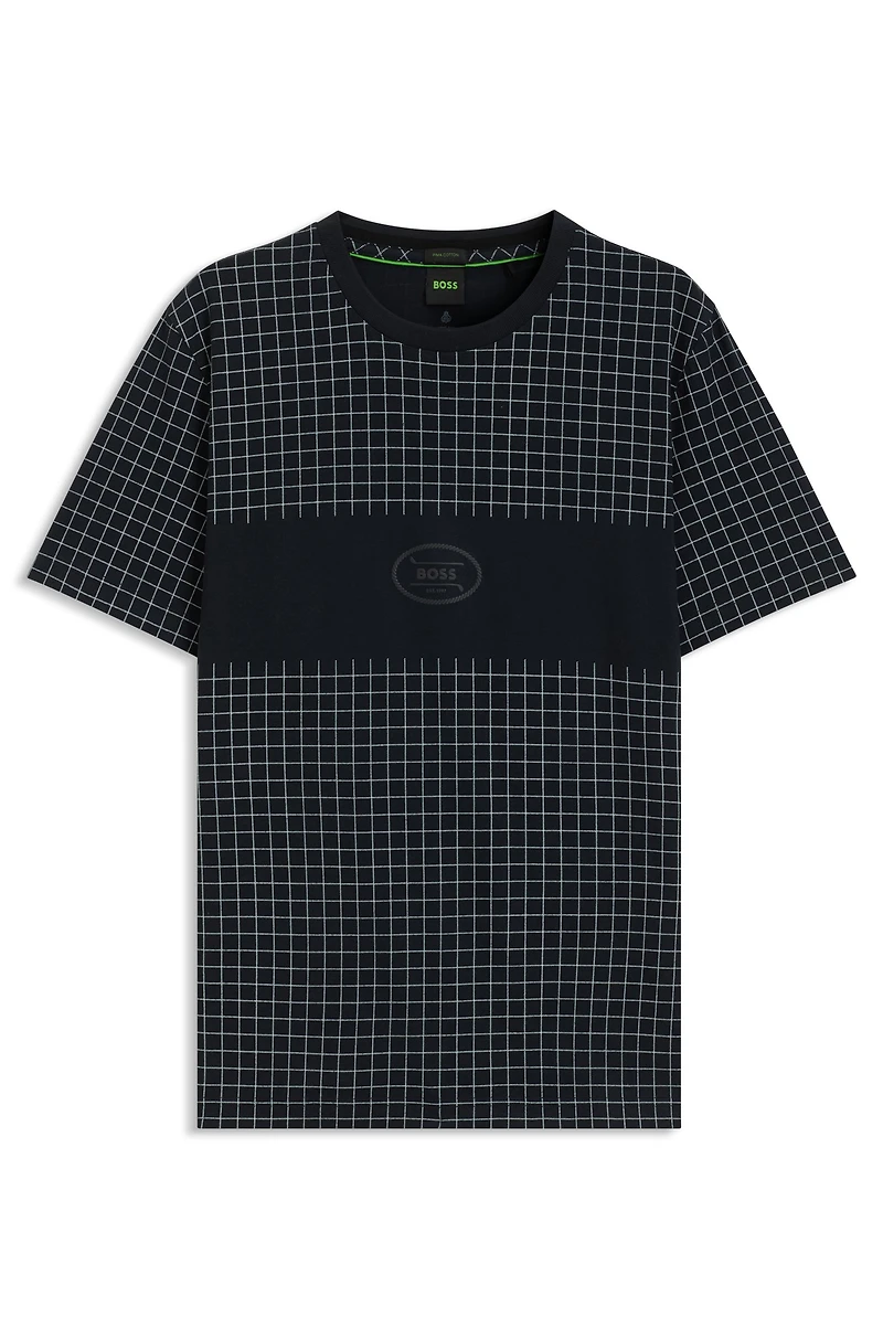 Pima-cotton T-shirt with check print