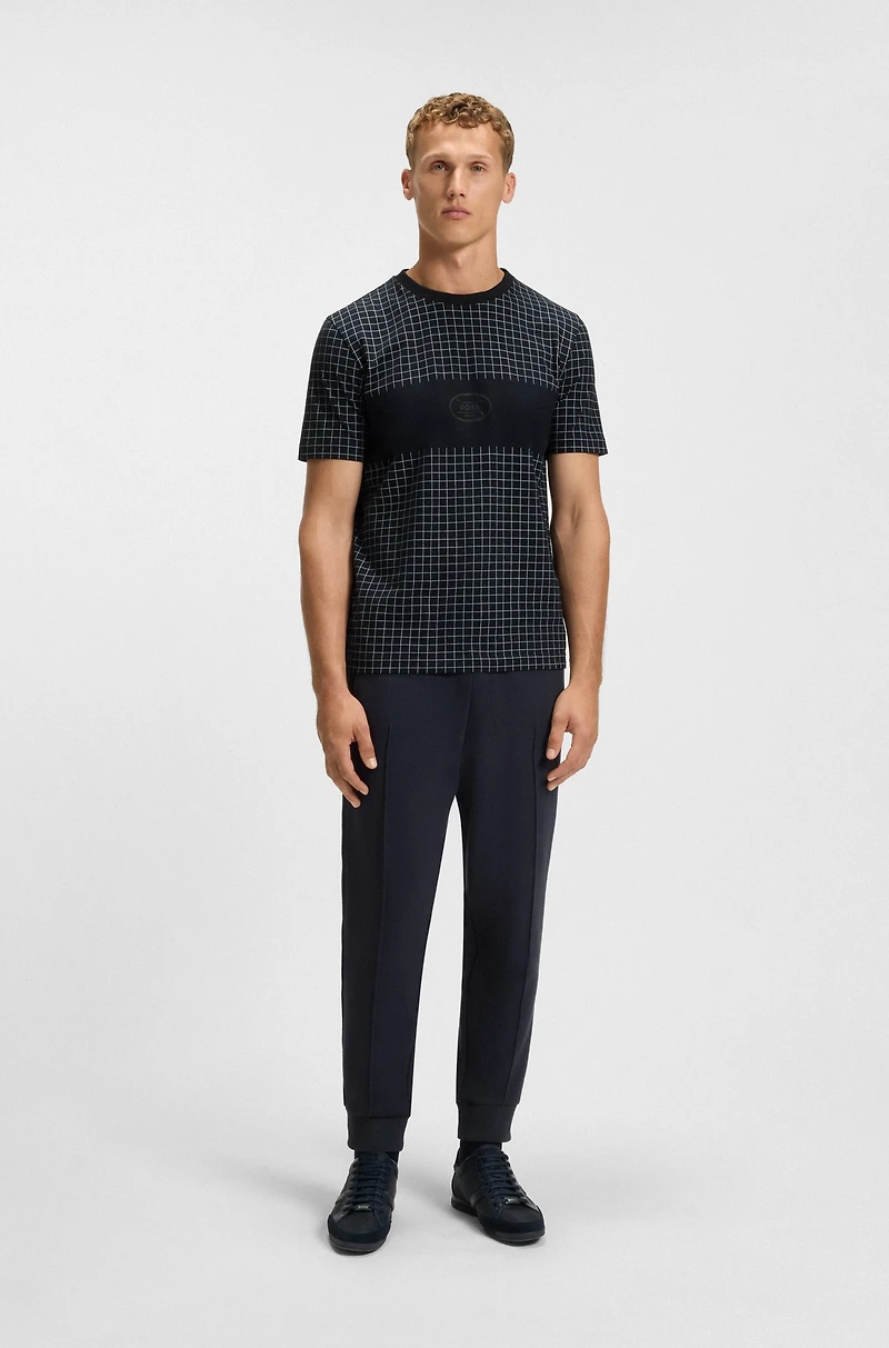 Pima-cotton T-shirt with check print