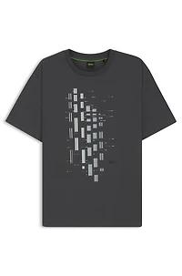 Stretch-cotton T-shirt with geometric print