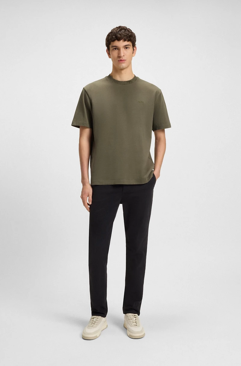 Patterned-collar T-shirt cotton jersey