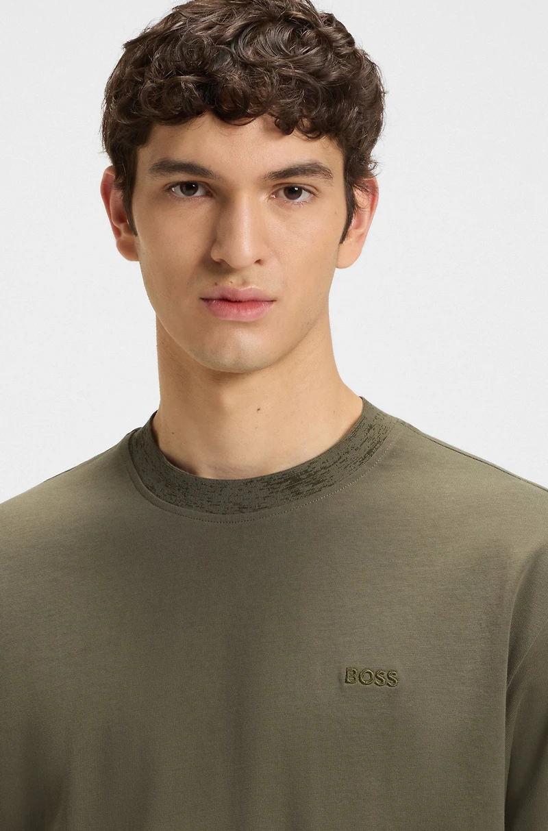 Patterned-collar T-shirt cotton jersey