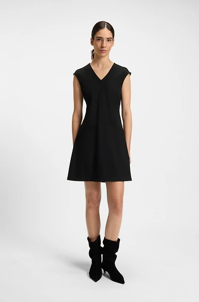 A-line dress stretch fabric with stitched cutlines