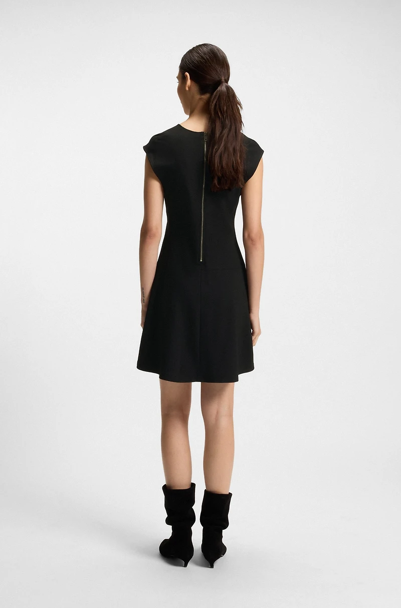 A-line dress stretch fabric with stitched cutlines