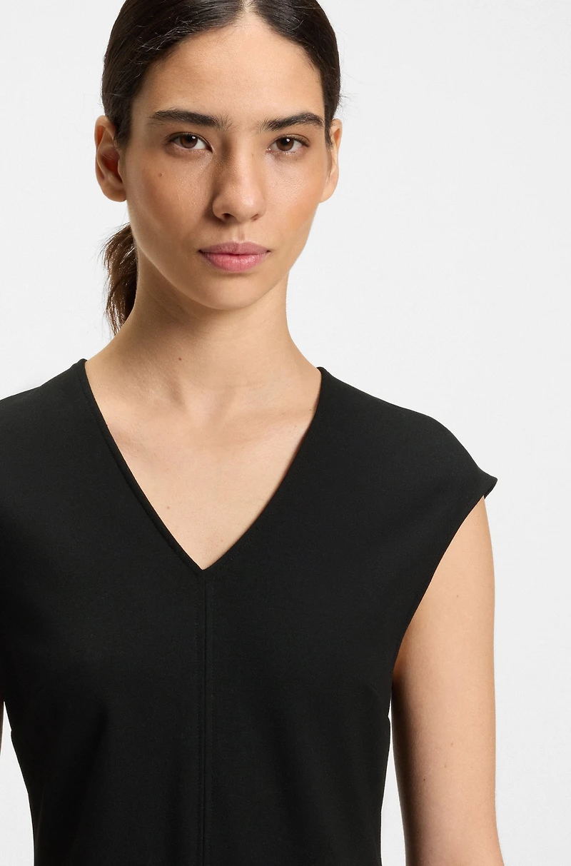 A-line dress stretch fabric with stitched cutlines