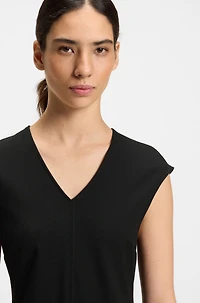 A-line dress stretch fabric with stitched cutlines