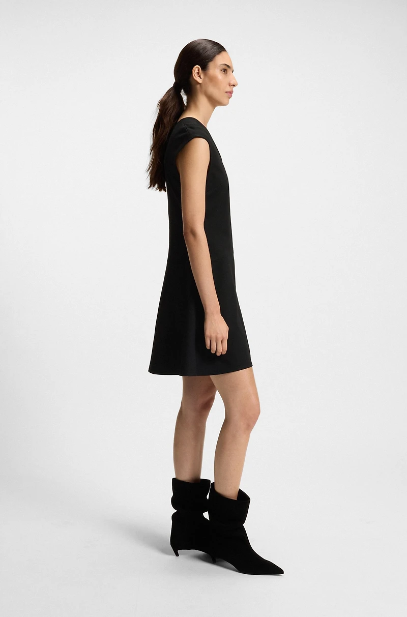 A-line dress stretch fabric with stitched cutlines