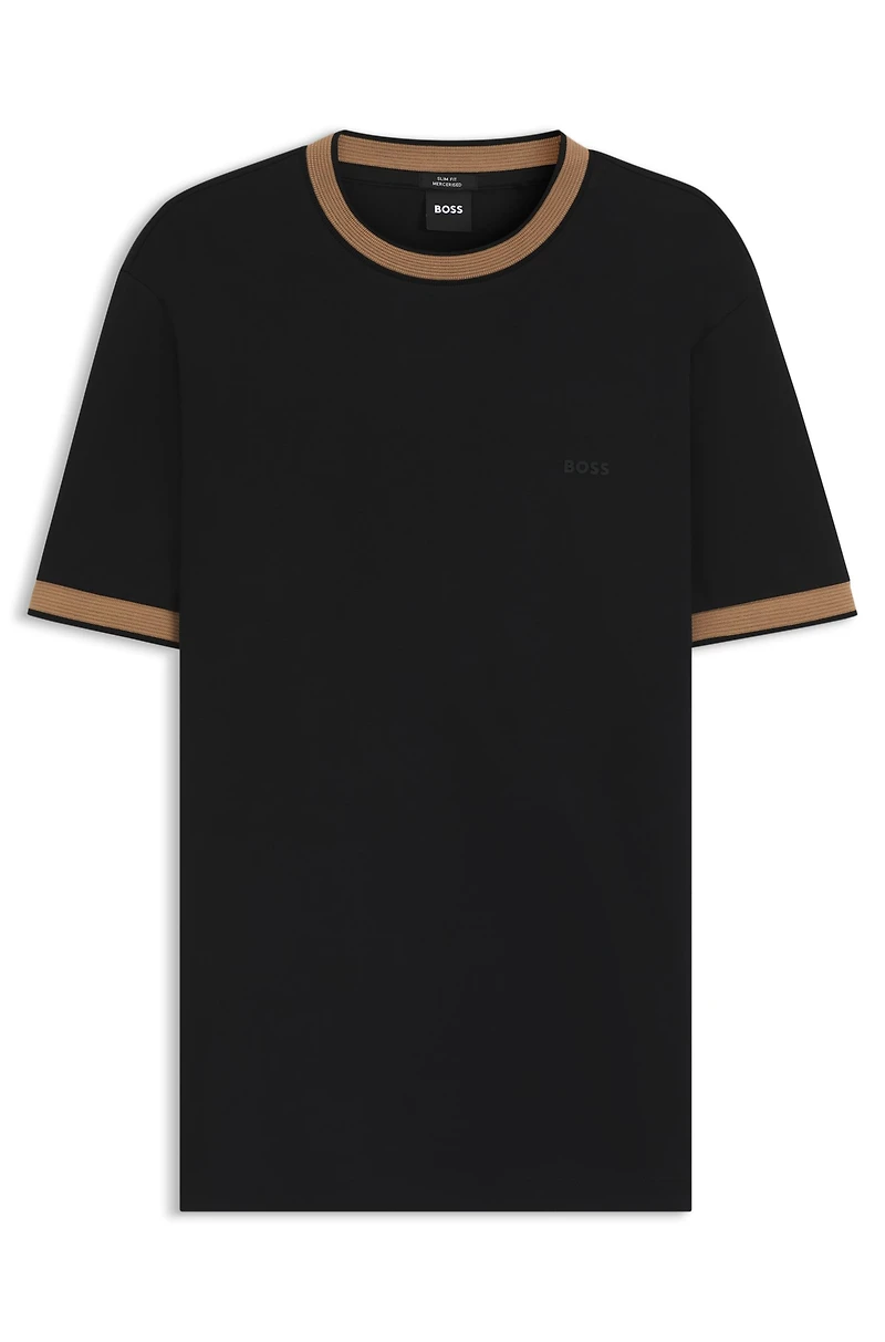 Slim-fit shirt dobby cotton with contrast trims