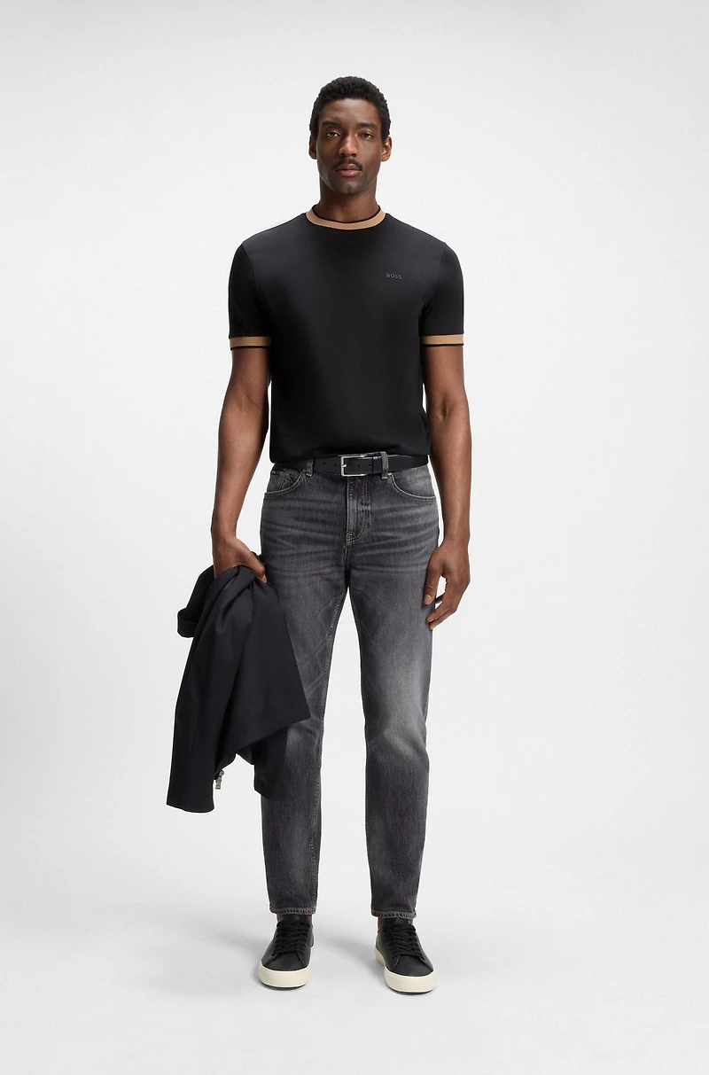Slim-fit shirt dobby cotton with contrast trims