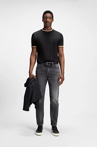Slim-fit shirt dobby cotton with contrast trims