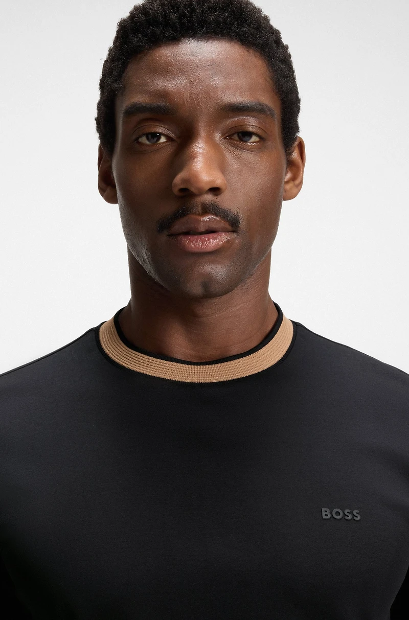 Slim-fit shirt dobby cotton with contrast trims