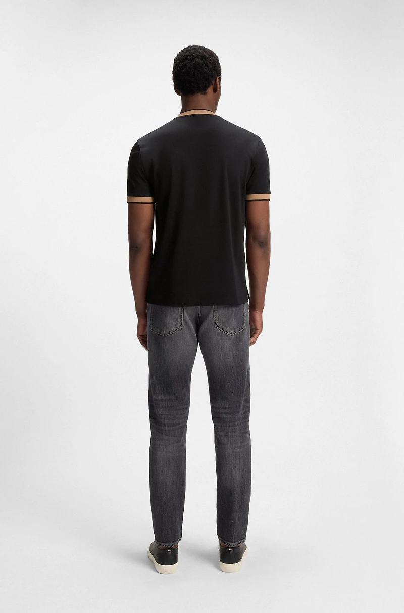 Slim-fit shirt dobby cotton with contrast trims