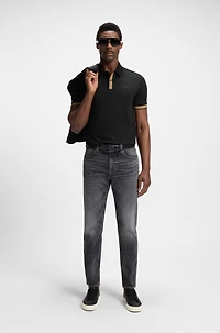 Slim-fit polo shirt mercerized stretch-cotton piqu