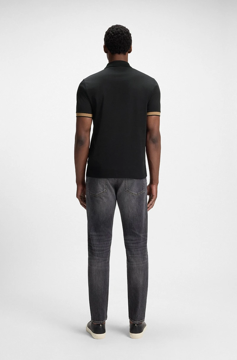 Slim-fit polo shirt mercerized stretch-cotton piqu