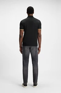 Slim-fit polo shirt mercerized stretch-cotton piqu