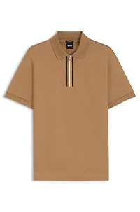Mercerized cotton polo shirt with contrast zip