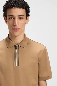 Mercerized cotton polo shirt with contrast zip