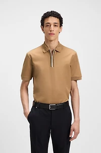 Mercerized cotton polo shirt with contrast zip