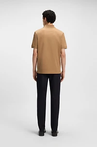 Mercerized cotton polo shirt with contrast zip