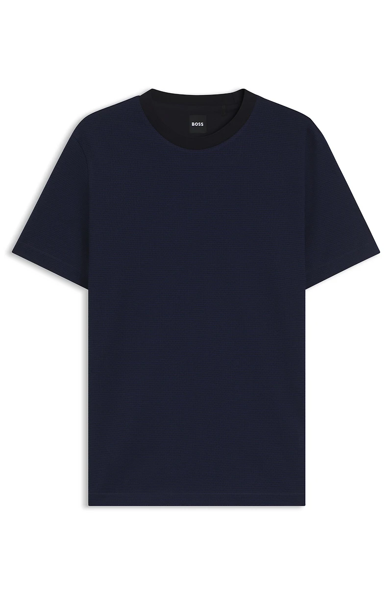 Geometric-jacquard T-shirt mercerized cotton