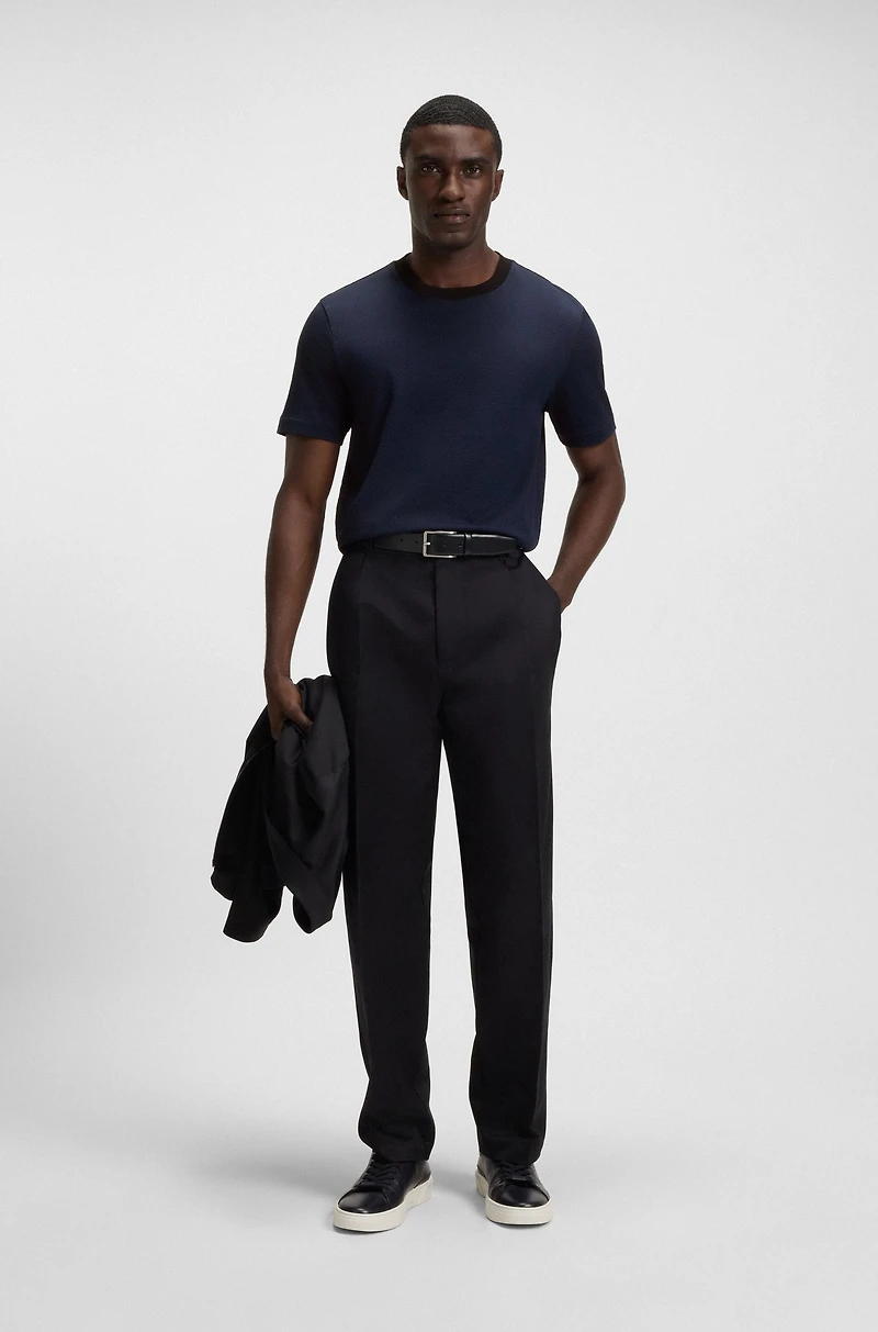 Geometric-jacquard T-shirt mercerized cotton