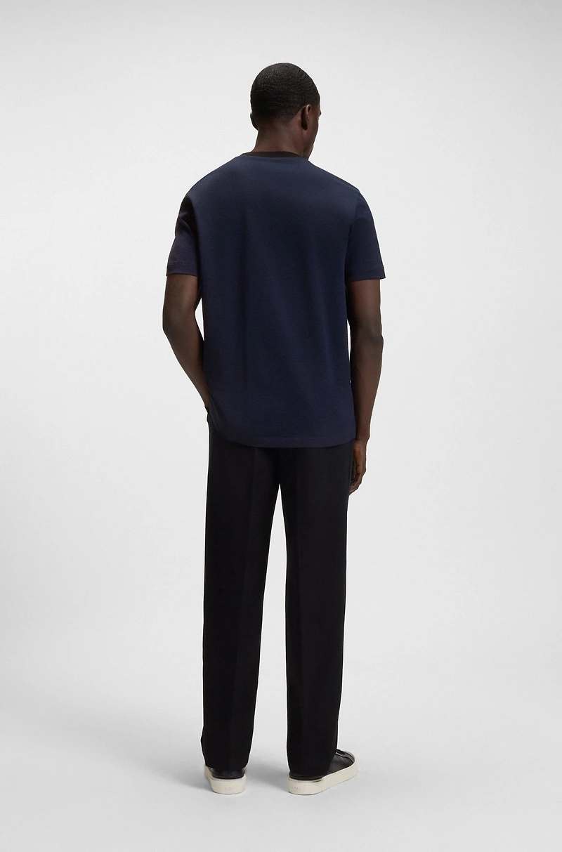 Geometric-jacquard T-shirt mercerized cotton