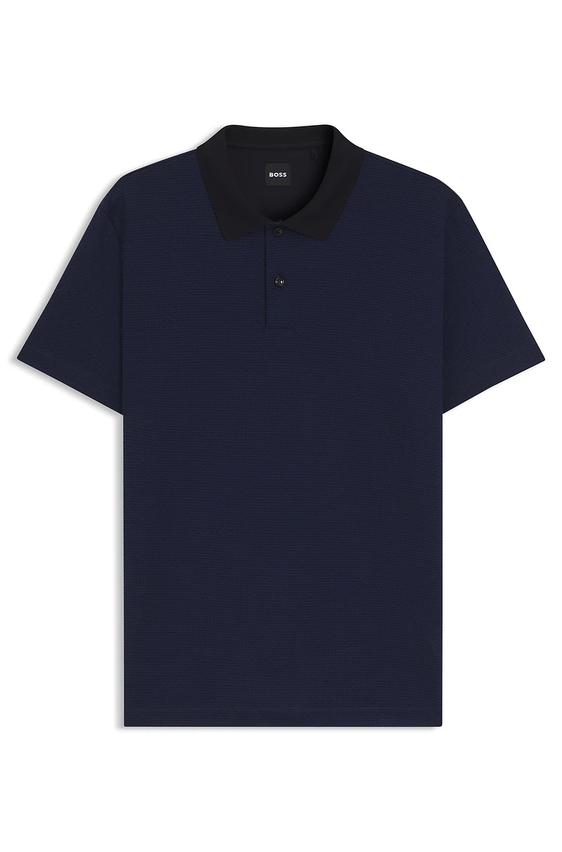 Mercerized-cotton polo shirt with geometric jacquard