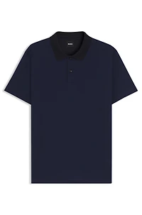 Mercerized-cotton polo shirt with geometric jacquard