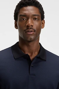 Mercerized-cotton polo shirt with geometric jacquard