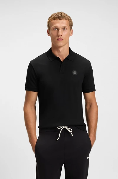 Pima-cotton polo shirt with Double B monogram