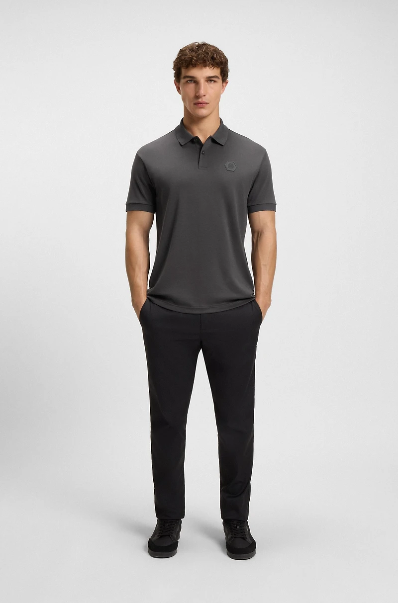 Pima-cotton polo shirt with Double B monogram