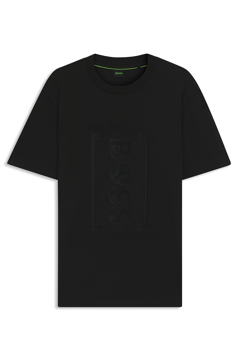 Relaxed-fit T-shirt with tennis-inspired mesh-print logo